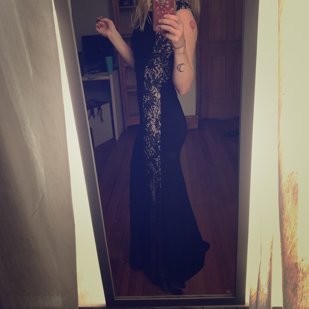 Black gown lace detail